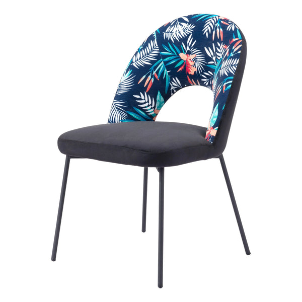 Merion Dining Chair (Set of 2) Multicolor Print & Black Dining Chairs LOOMLAN By Zuo Modern