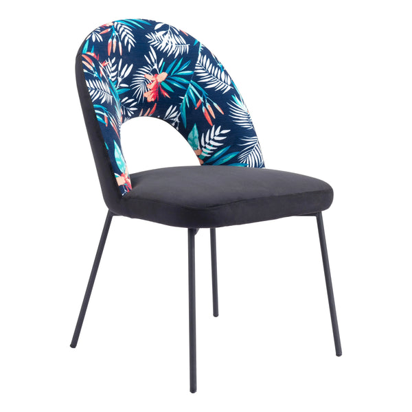 Merion Dining Chair (Set of 2) Multicolor Print & Black Dining Chairs LOOMLAN By Zuo Modern
