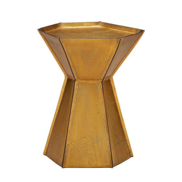 Merola Golden Geometric Accent Table