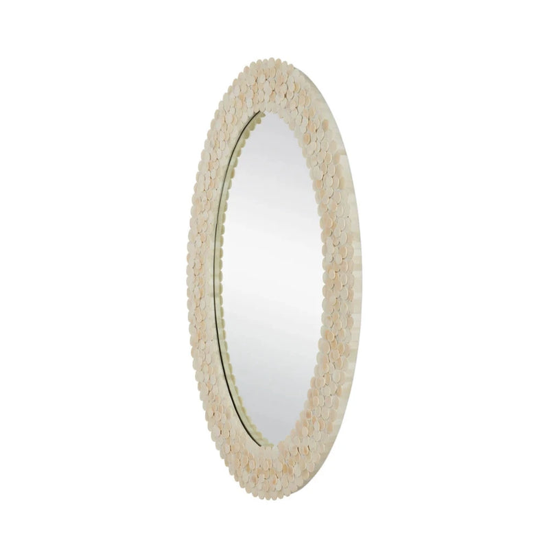 Merriam Ivory Oval Bone Frame Wall Mirror