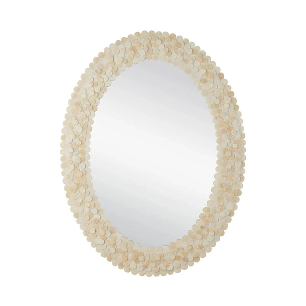 Merriam Ivory Oval Bone Frame Wall Mirror-Wall Mirrors-Currey & Co-LOOMLAN