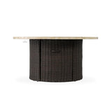 Mesa 48" Round Fire Table With Light Travertine Top Outdoor Fire Tables LOOMLAN By Lloyd Flanders