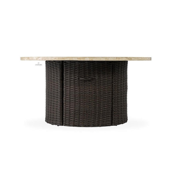 Mesa 48" Round Fire Table with Gray Travertine Top Outdoor Fire Tables LOOMLAN By Lloyd Flanders
