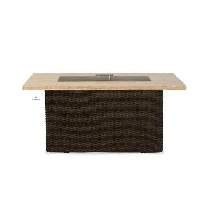 Mesa Rectangular Fire Table Light Travertine-Outdoor Fire Tables-Lloyd Flanders-LOOMLAN