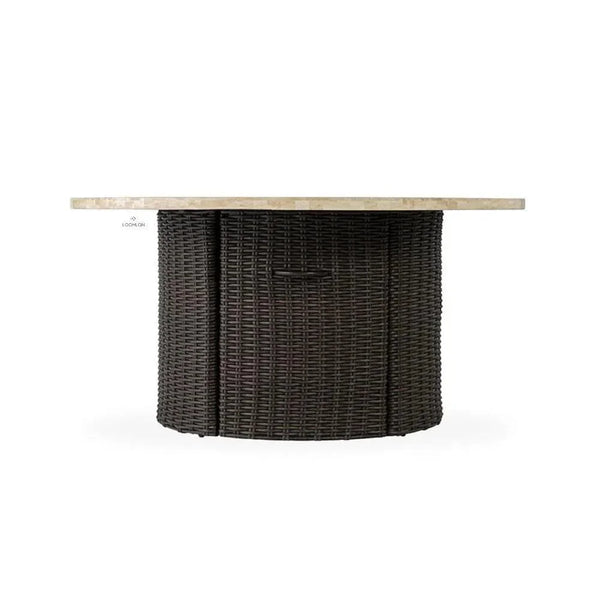 Mesa Round Fire Table Gray Travertine Lloyd Flanders-Outdoor Fire Tables-Lloyd Flanders-LOOMLAN
