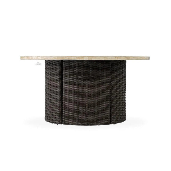 Mesa Round Fire Table Gray Travertine Lloyd Flanders