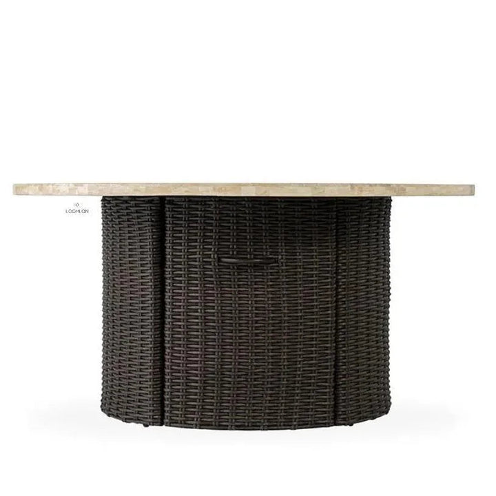 Mesa Round Fire Table Light Travertine Lloyd Flanders-Outdoor Fire Tables-Lloyd Flanders-LOOMLAN