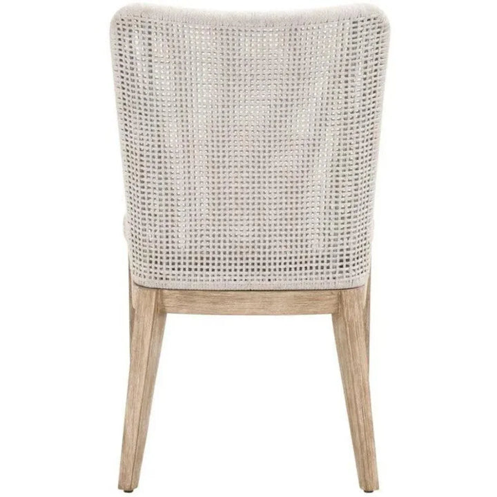 Mesh Dining Chair 2PC White Rope & Wood - LOOMLAN - Essentials For Living - Dining Chairs