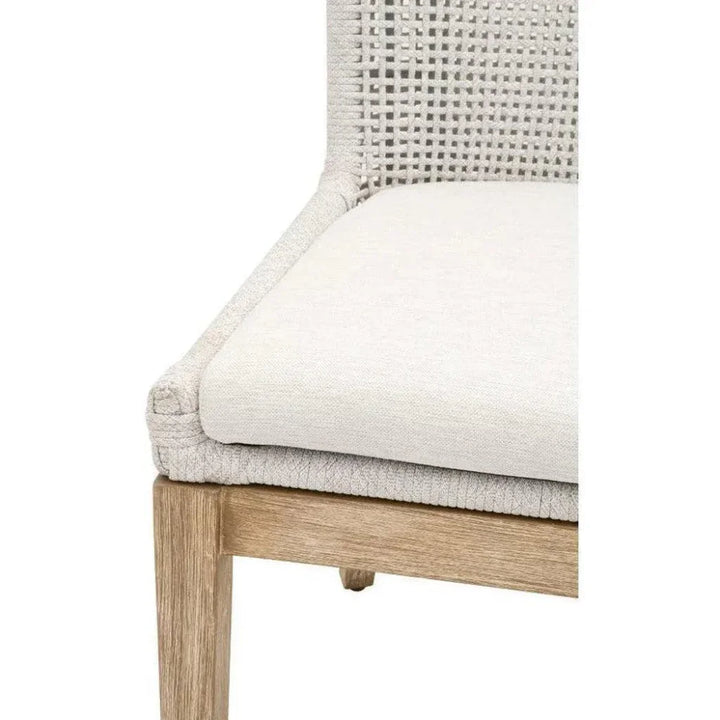 Mesh Dining Chair 2PC White Rope & Wood - LOOMLAN - Essentials For Living - Dining Chairs