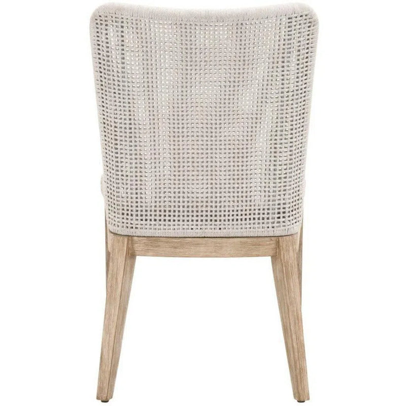 Mesh Dining Chair Set of 2 White Rope & Mahogany Wood Dining Chairs LOOMLAN By Essentials For Living