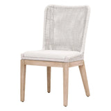Mesh Dining Chair Set of 2 White Rope & Mahogany Wood Dining Chairs LOOMLAN By Essentials For Living