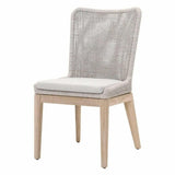 Mesh Outdoor Dining Chair Set of 2 Taupe & White Rope & Teak Outdoor Dining Chairs LOOMLAN By Essentials For Living