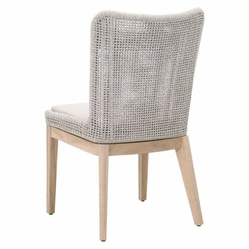 Mesh Outdoor Dining Chair Set of 2 Taupe & White Rope & Teak Outdoor Dining Chairs LOOMLAN By Essentials For Living