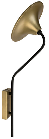Messala Sconce, Black Steel and Brass Finish-Wall Sconces-Noir-LOOMLAN