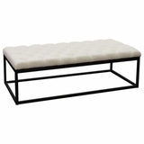 Metal Frame Large Linen Tufted Bedroom Bench in Desert Sand Bedroom Benches LOOMLAN By Diamond Sofa
