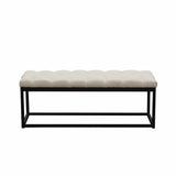 Metal Frame Small Linen Tufted Bedroom Bench in Desert Sand Bedroom Benches LOOMLAN By Diamond Sofa