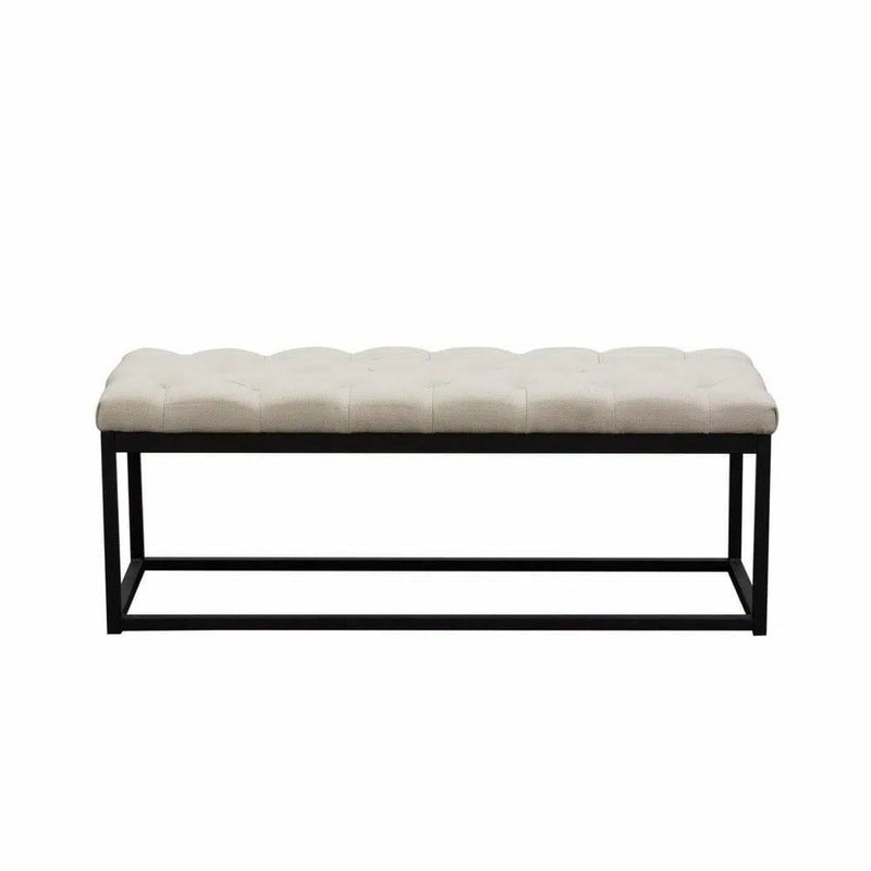 Metal Frame Small Linen Tufted Bedroom Bench in Desert Sand Bedroom Benches LOOMLAN By Diamond Sofa