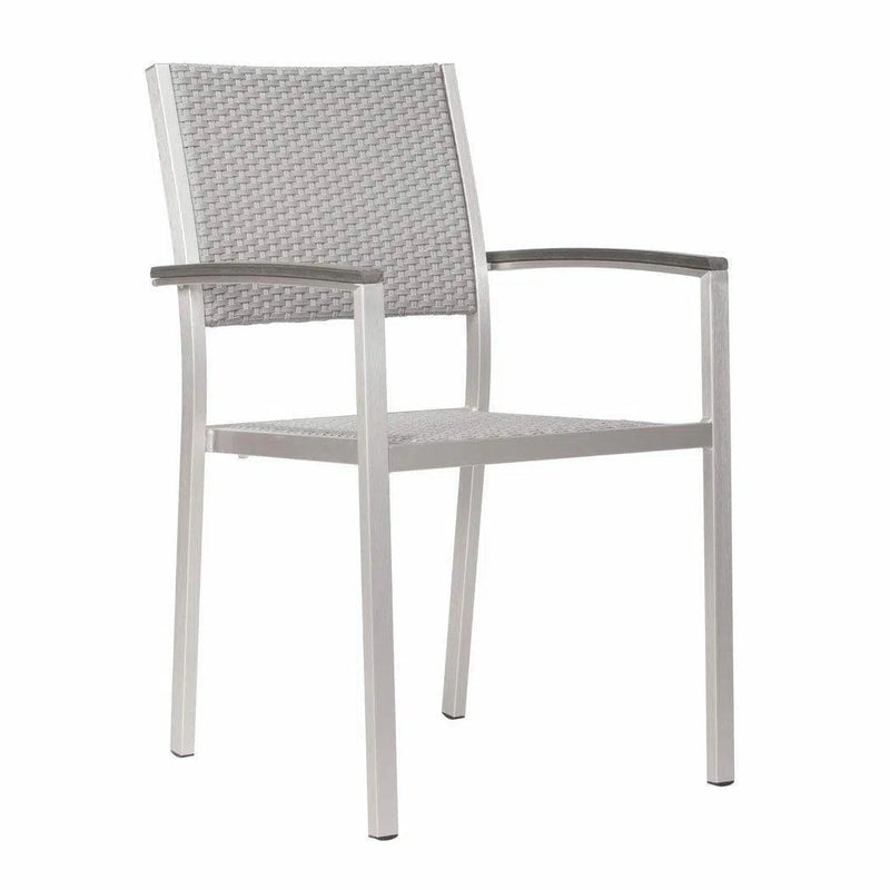 Metropolitan Arm Chair (Set of 2) Brushed Aluminum Outdoor Accent Chairs LOOMLAN By Zuo Modern
