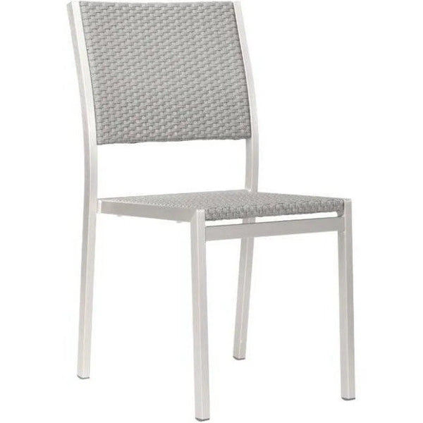 Metropolitan Armless Chair (Set of 2) Brushed Aluminum Outdoor Accent Chairs LOOMLAN By Zuo Modern