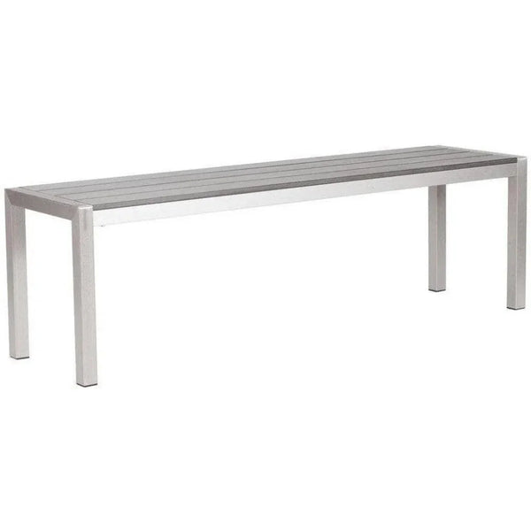 Metropolitan Double Bench Brushed Aluminum-Outdoor Benches-Zuo Modern-LOOMLAN