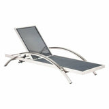 Metropolitan Outdoor Chaise Lounge Brushed Aluminum Outdoor Chaises LOOMLAN By Zuo Modern