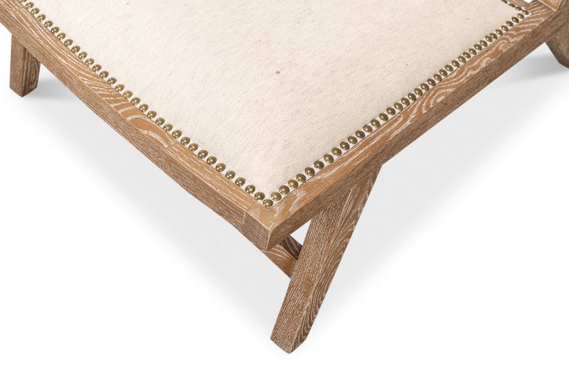 Mia Chair Cream Linen Exposed Wood Slipper Chair-Accent Chairs-Sarreid-LOOMLAN