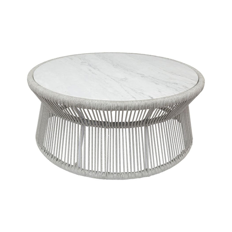 Miami Marble And Rope Outdoor Coffee Table-Outdoor Coffee Tables-Sunset West-LOOMLAN