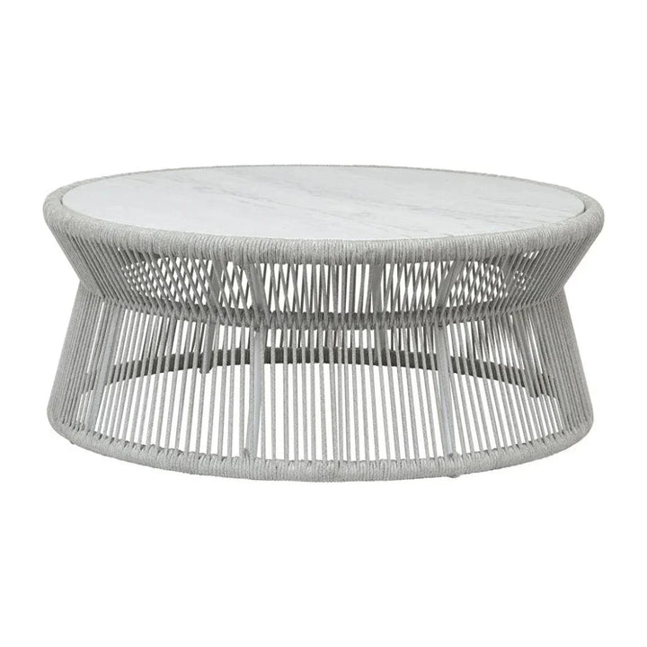 Miami Marble And Rope Outdoor Coffee Table-Outdoor Coffee Tables-Sunset West-LOOMLAN