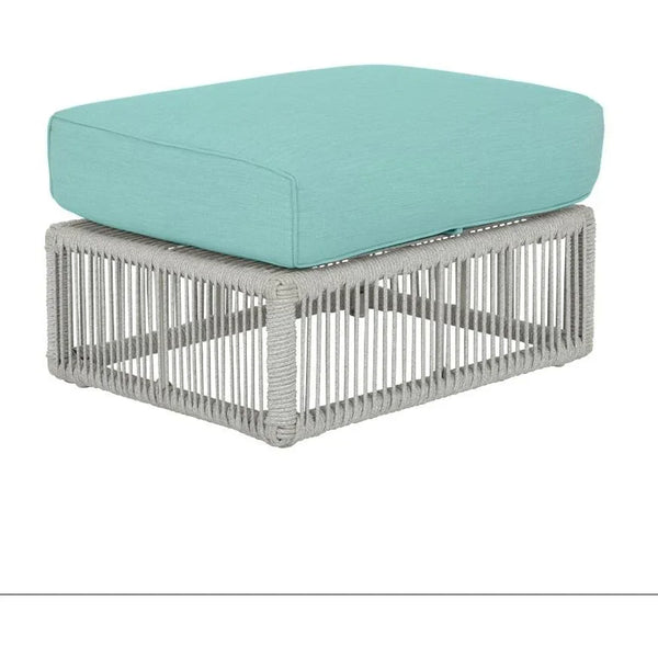 Miami Sunbrella Plush Outdoor Ottoman-Outdoor Ottomans-Sunset West-Dupione Celeste-LOOMLAN