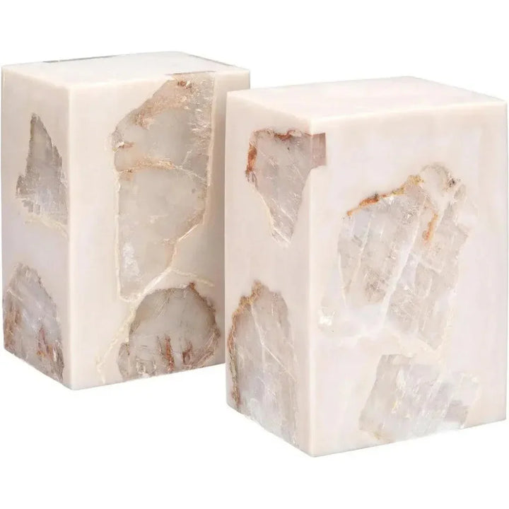 Mica Cream Resin Slab Bookends (Set of 2) - LOOMLAN - Jamie Young - Statues & Sculptures