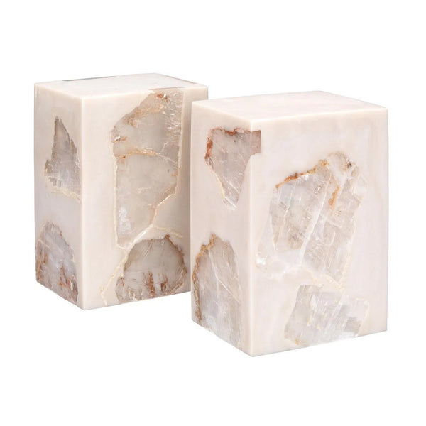 Mica Cream Resin Slab Bookends (Set of 2) Statues & Sculptures LOOMLAN By Jamie Young