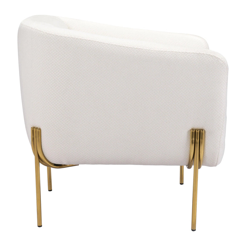 Micaela Arm Chair Ivory & Gold Club Chairs LOOMLAN By Zuo Modern