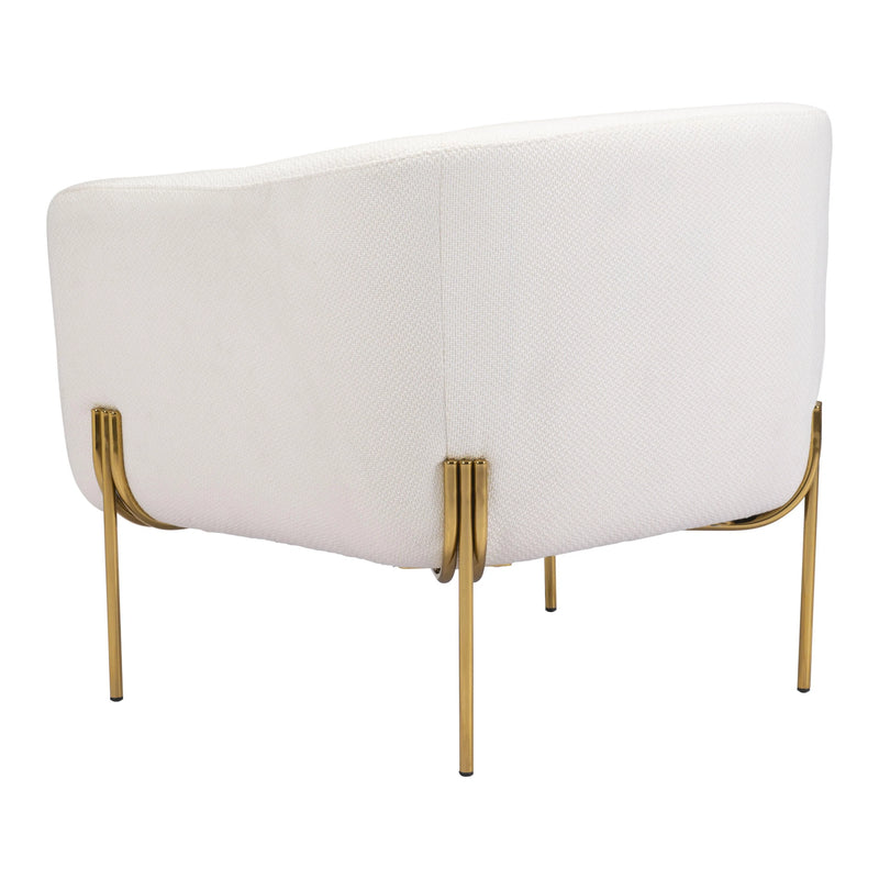 Micaela Arm Chair Ivory & Gold Club Chairs LOOMLAN By Zuo Modern