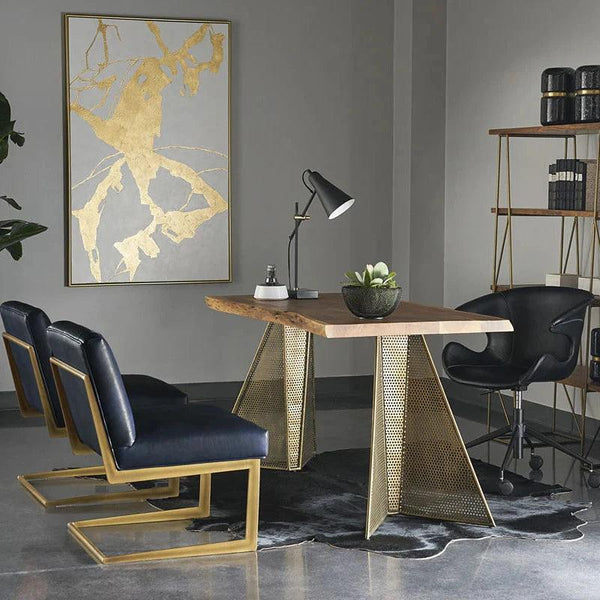 Mickey Desk By Sunpan Solid Wood Brass Legs