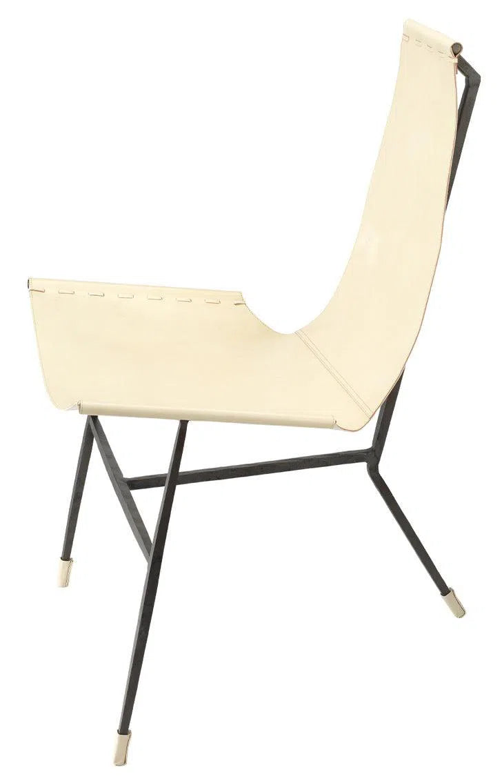 Mid Century Modern White Leather Lounge Chair Abilene Club Chairs LOOMLAN By Jamie Young