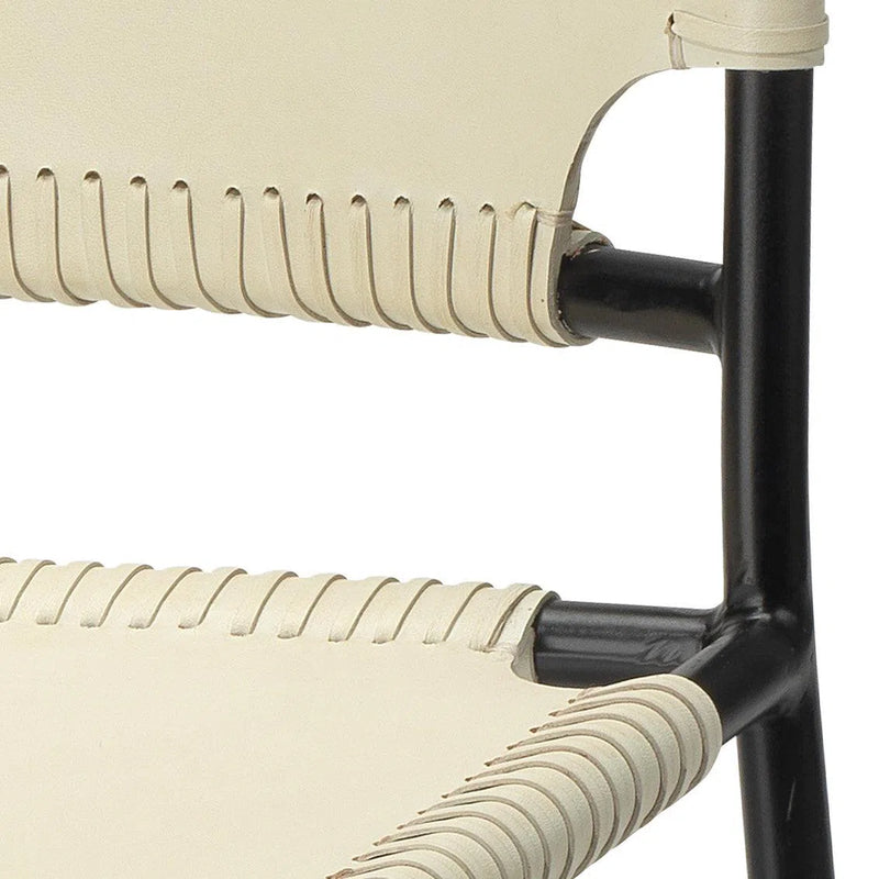 Mid-Century White Full Grain Leather Dining Chair Asher Dining Chairs LOOMLAN By Jamie Young
