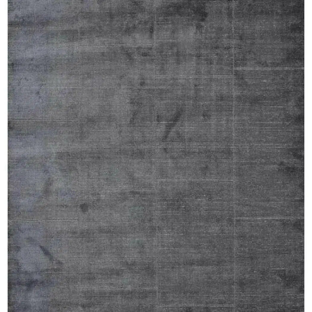 Midnight Black Grey Solid Handmade Wool Rug