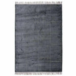 Midnight Black Grey Solid Handmade Wool Rug