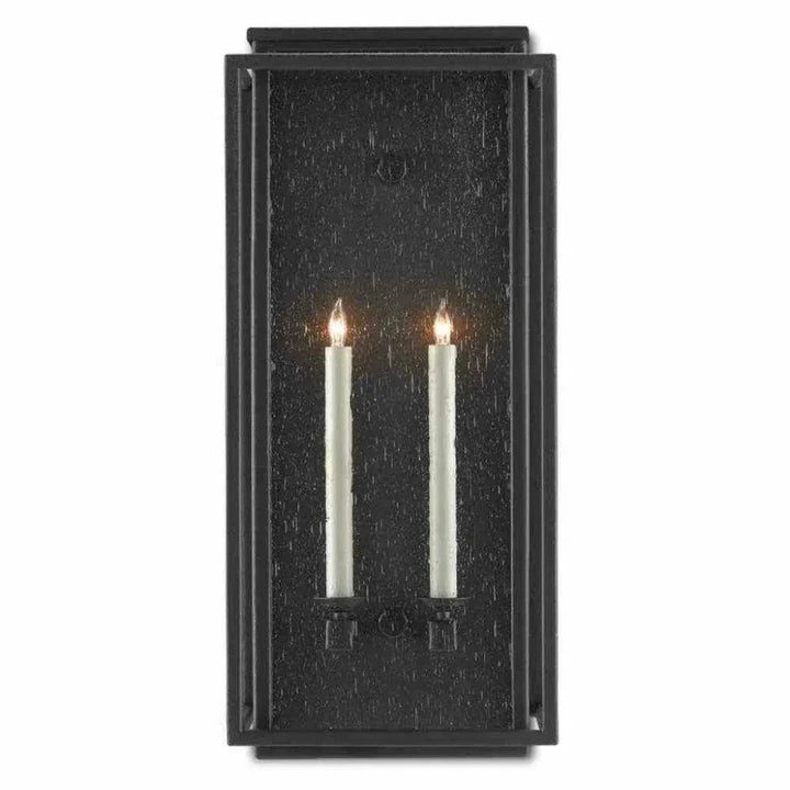 Midnight Wright Medium Outdoor Wall Sconce - LOOMLAN - Currey & Co - Wall Sconces