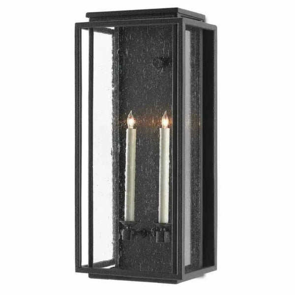 Midnight Wright Medium Outdoor Wall Sconce - LOOMLAN - Currey & Co - Wall Sconces