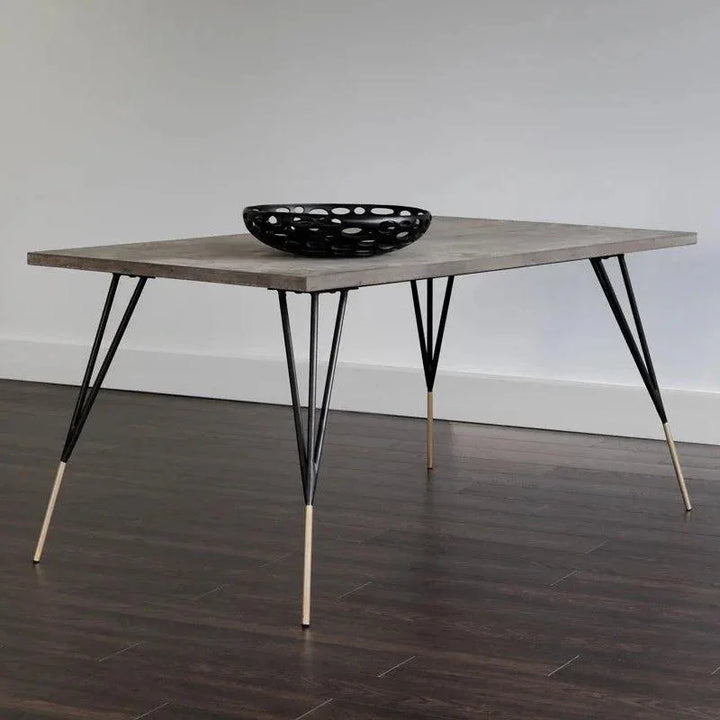 59 Inch Concrete Dining Table Modern Brass | LOOMLAN