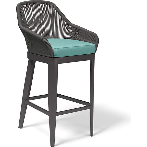 Milano Weatherproof Outdoor Bar Stool-Outdoor Bar Stools-Sunset West-Dupione Celeste-LOOMLAN