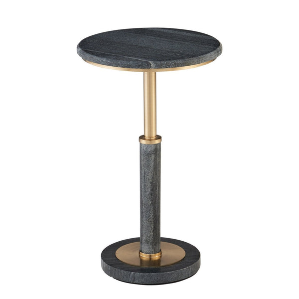 Miles Black Marble Top Round Accent Table