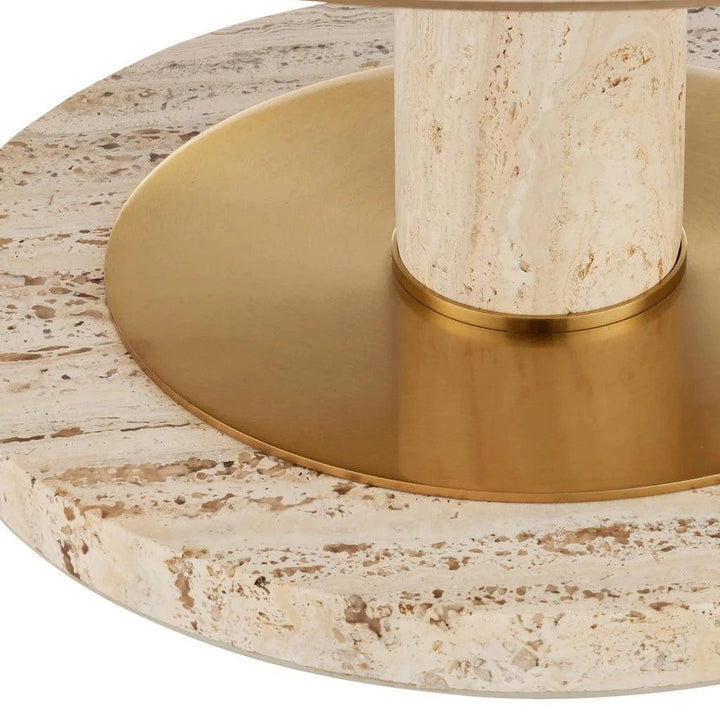 Miles Travertine Cocktail Table - LOOMLAN - Currey & Co - Coffee Tables