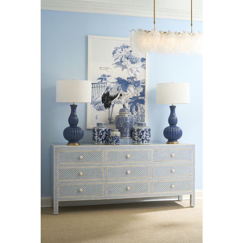 Milford Bone Inlay Patterned Blue Dresser-Dressers-Chelsea House-LOOMLAN