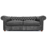 Miller Grey Chesterfield Leather Sofa Made to Order