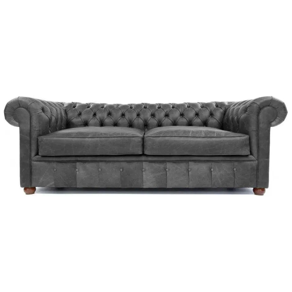 Miller Grey Chesterfield Leather Sofa Made to Order