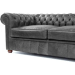 Miller Grey Chesterfield Leather Sofa Made to Order