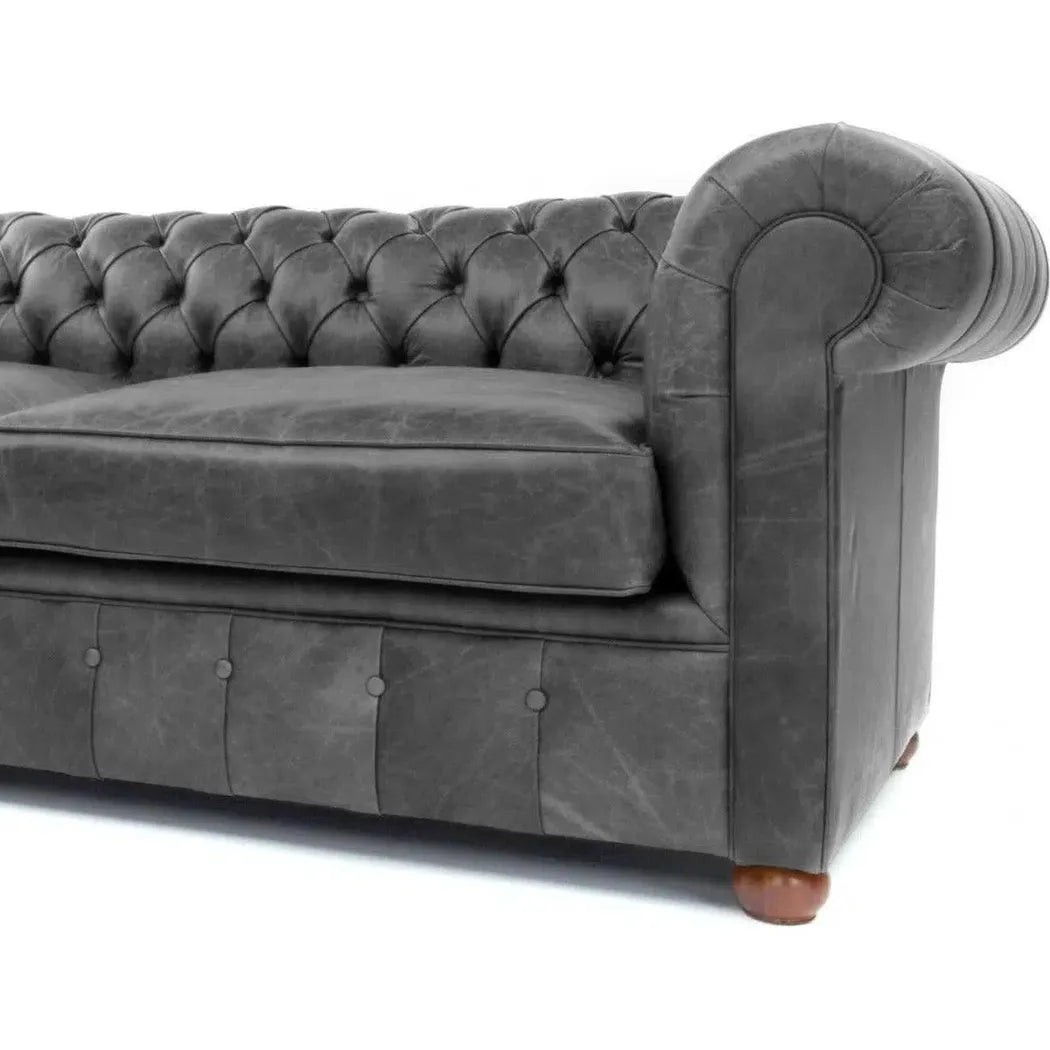 Miller Grey Chesterfield Leather Sofa Made to Order