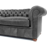 88" Vintage Grey Chesterfield Leather Sofa Made to Order Sofas & Loveseats LOOMLAN By Uptown Sebastian